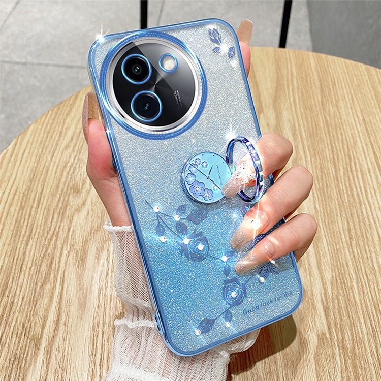 KADEM For vivo Y200i 5G Case Ring Holder TPU Phone Cover Sparkle Gradient Design - Blue