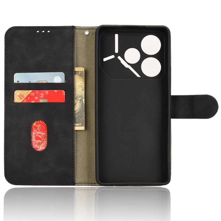 For TECNO Pova 6 4G Case PU Leather Folio Flip Phone Wallet Cover - Black