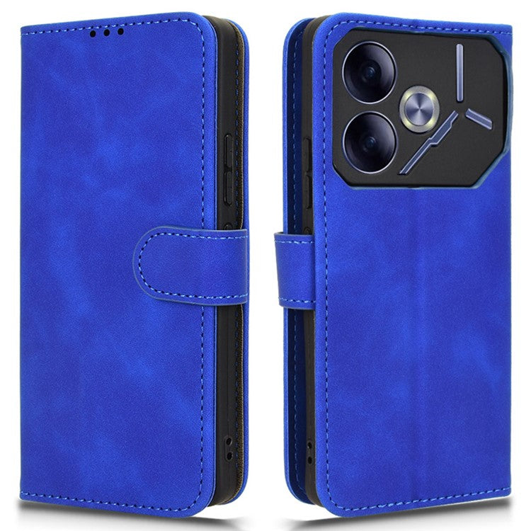 For TECNO Pova 6 4G Case PU Leather Folio Flip Phone Wallet Cover - Blue