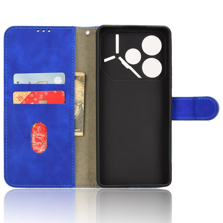 For TECNO Pova 6 4G Case PU Leather Folio Flip Phone Wallet Cover - Blue