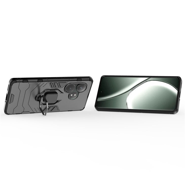 For Realme GT Neo6 SE 5G / GT 6 5G / GT 6T 5G Case Ring Holder Kickstand PC+TPU Hybrid Phone Cover - Black