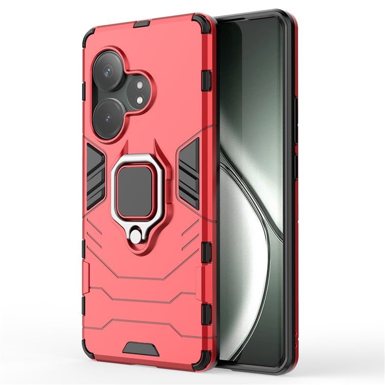 For Realme GT Neo6 SE 5G / GT 6 5G / GT 6T 5G Case Ring Holder Kickstand PC+TPU Hybrid Phone Cover - Red