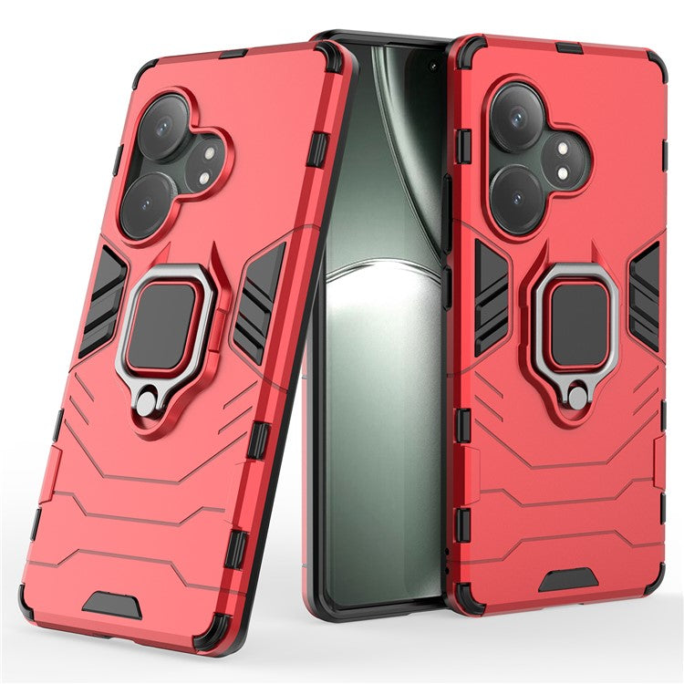 For Realme GT Neo6 SE 5G / GT 6 5G / GT 6T 5G Case Ring Holder Kickstand PC+TPU Hybrid Phone Cover - Red