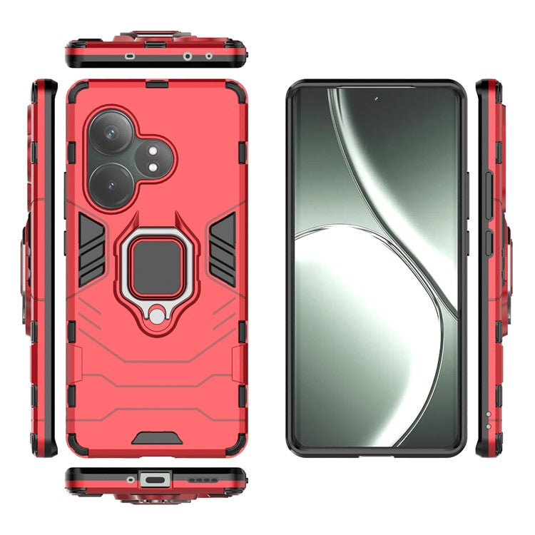 For Realme GT Neo6 SE 5G / GT 6 5G / GT 6T 5G Case Ring Holder Kickstand PC+TPU Hybrid Phone Cover - Red