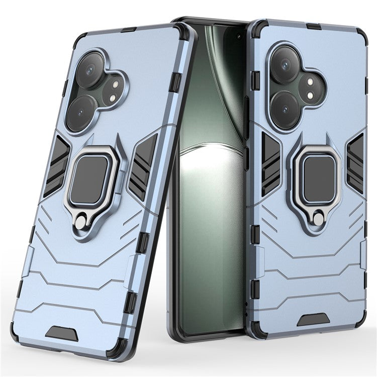 For Realme GT Neo6 SE 5G / GT 6 5G / GT 6T 5G Case Ring Holder Kickstand PC+TPU Hybrid Phone Cover - Blue