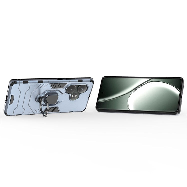 For Realme GT Neo6 SE 5G / GT 6 5G / GT 6T 5G Case Ring Holder Kickstand PC+TPU Hybrid Phone Cover - Blue