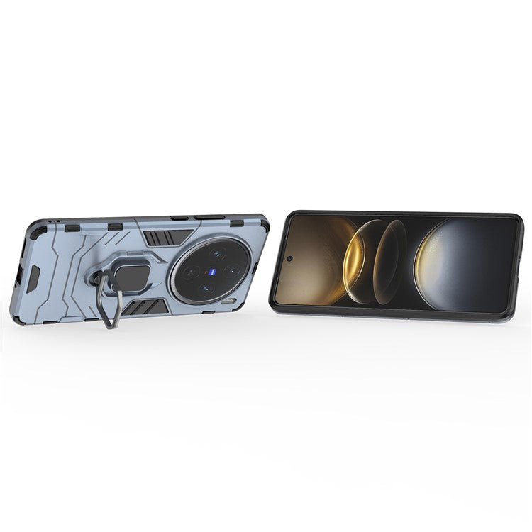 For vivo X100s 5G Case PC+TPU Phone Cover with Anti-Drop Ring Holder - Blue