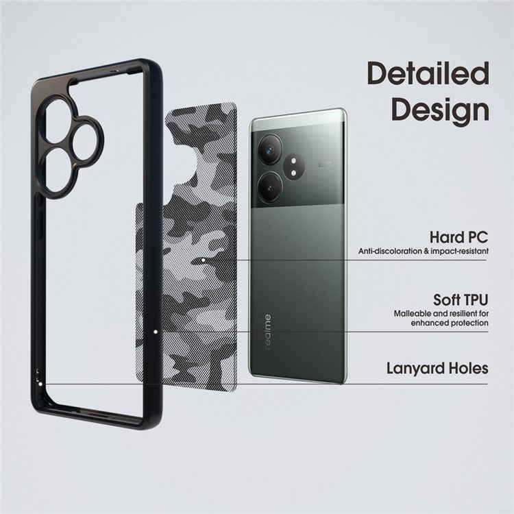 IBMRS For Realme GT Neo6 SE 5G Case TPU+PC Phone Cover Airbags Corners Shockproof - Transparent Black