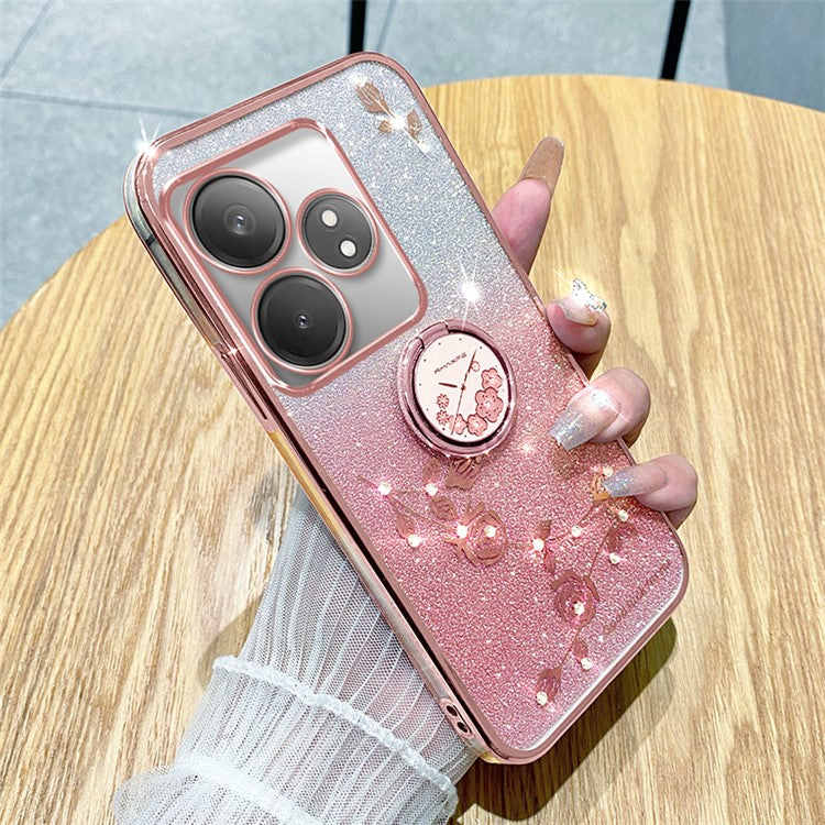 KADEM For Realme GT Neo6 SE 5G Case Kickstand Soft TPU Phone Cover Rhinestone Decor - Rose Gold