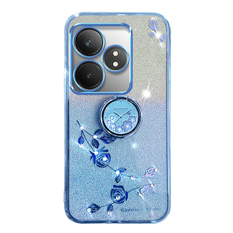 KADEM For Realme GT Neo6 SE 5G Case Kickstand Soft TPU Phone Cover Rhinestone Decor - Blue