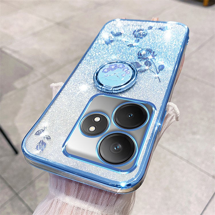 KADEM For Realme GT Neo6 SE 5G Case Kickstand Soft TPU Phone Cover Rhinestone Decor - Blue