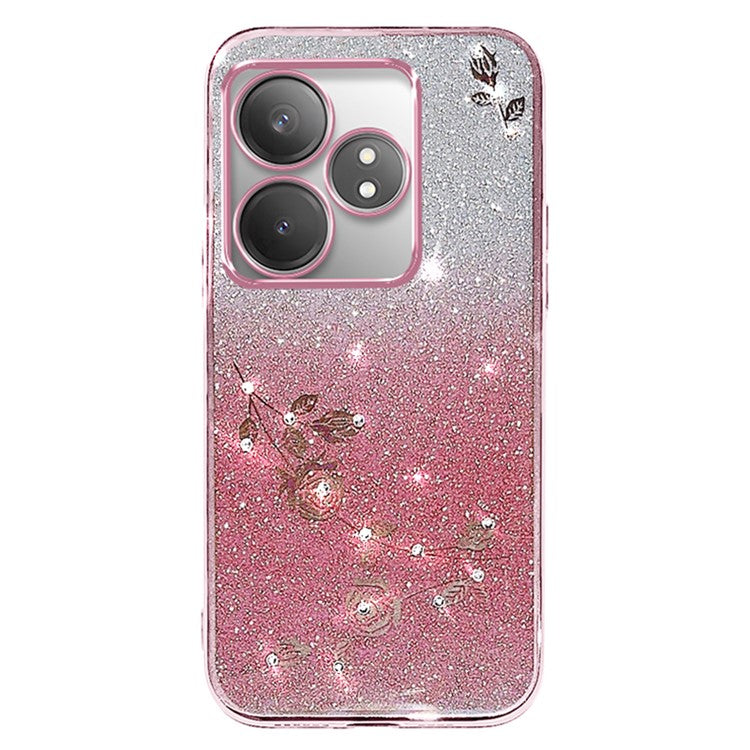 KADEM For Realme GT Neo6 SE 5G Case Floral Pattern TPU Gradient Phone Cover - Rose Gold