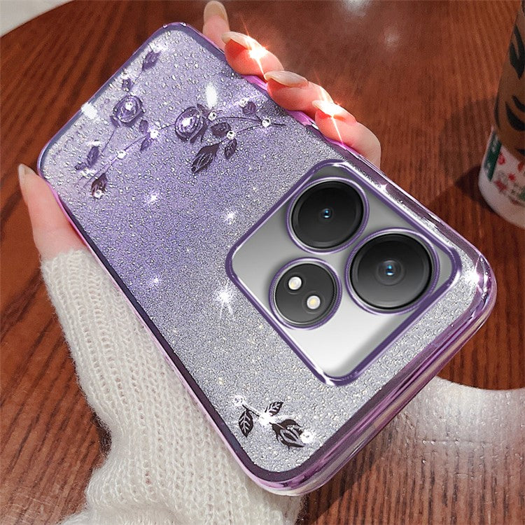 KADEM For Realme GT Neo6 SE 5G Case Floral Pattern TPU Gradient Phone Cover - Purple