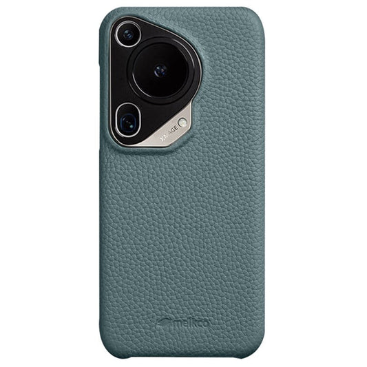 MELKCO For Huawei Pura 70 Ultra Case Incomplete Edge Genuine Cow Leather Coated PC Phone Cover - Baby Blue