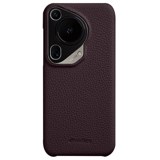 MELKCO For Huawei Pura 70 Ultra Case Incomplete Edge Genuine Cow Leather Coated PC Phone Cover - Purple