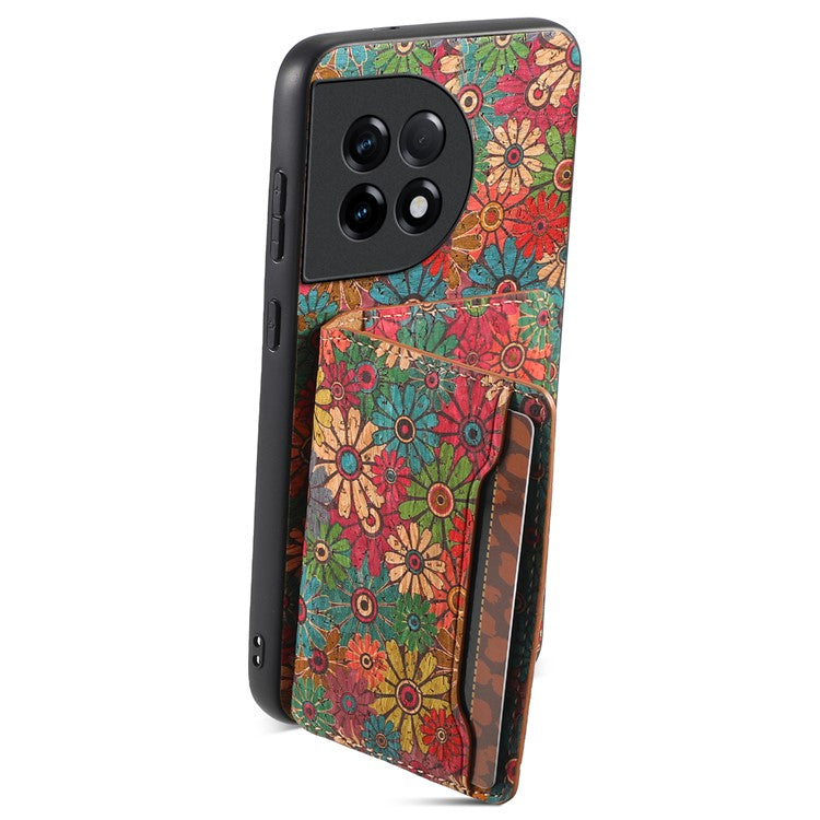 For OnePlus Ace 2 5G / 11R 5G Case Floral Pattern Card Slot Kickstand PU Covered Hybrid Phone Shell - Spring / Green
