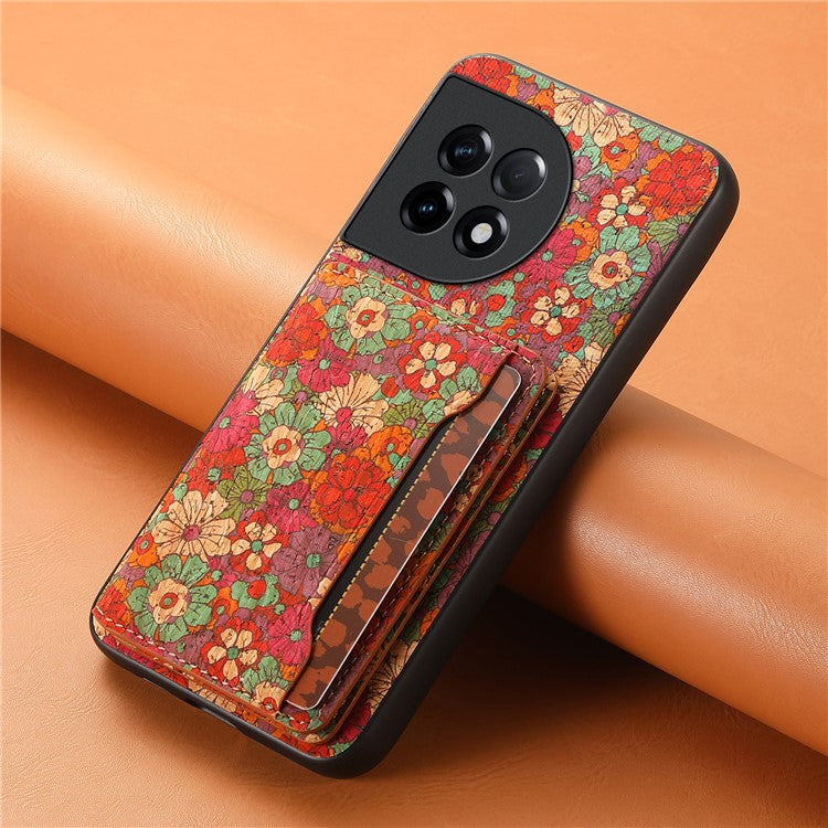For OnePlus Ace 2 5G / 11R 5G Case Floral Pattern Card Slot Kickstand PU Covered Hybrid Phone Shell - Summer / Red