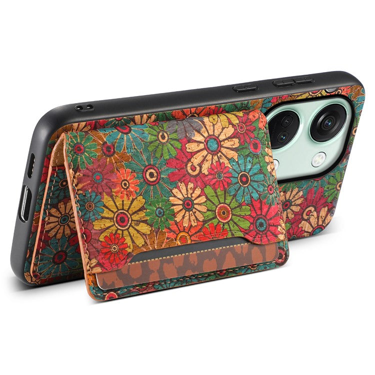 For OnePlus Ace 2V / Nord 3 5G Case Floral Pattern Card Slot Kickstand Hybrid Phone Cases - Spring / Green