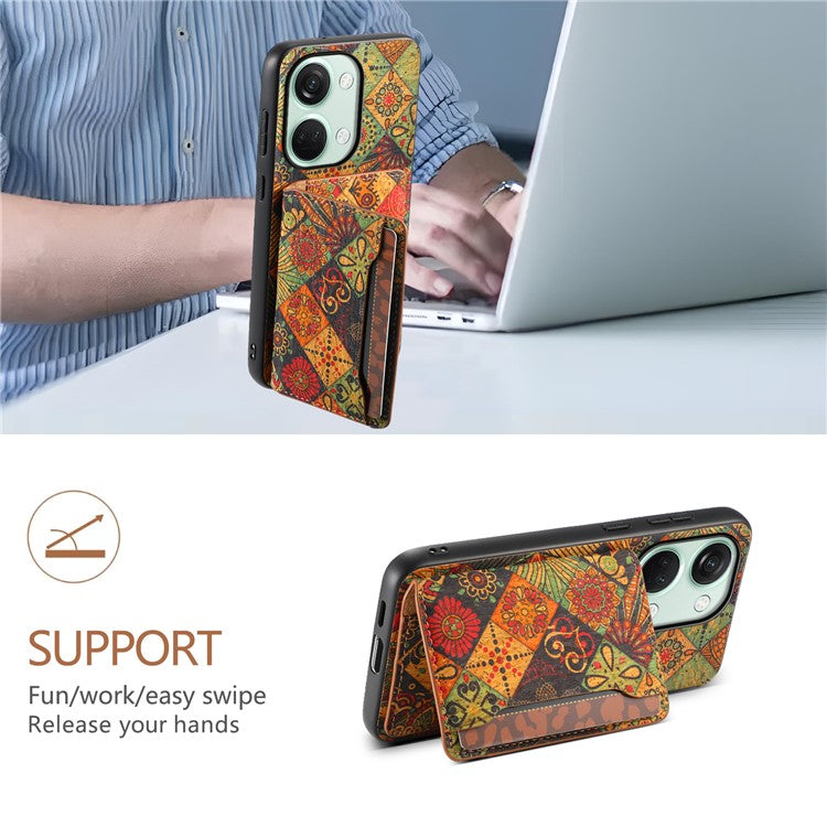 For OnePlus Ace 2V / Nord 3 5G Case Floral Pattern Card Slot Kickstand Hybrid Phone Cases - Autumn / Yellow