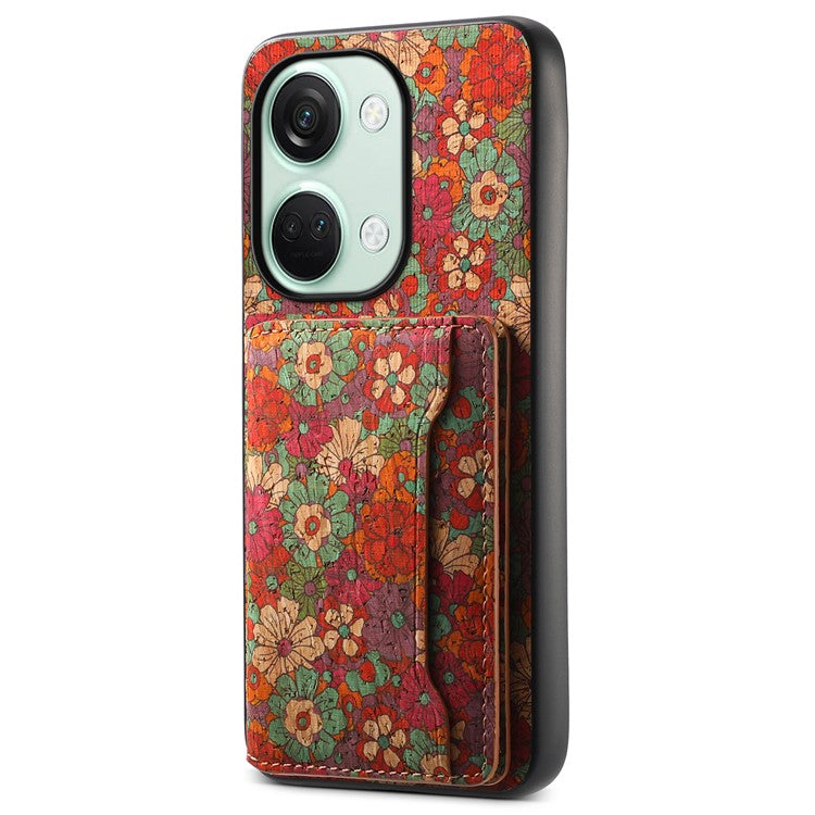 For OnePlus Ace 2V / Nord 3 5G Case Floral Pattern Card Slot Kickstand Hybrid Phone Cases - Summer / Red
