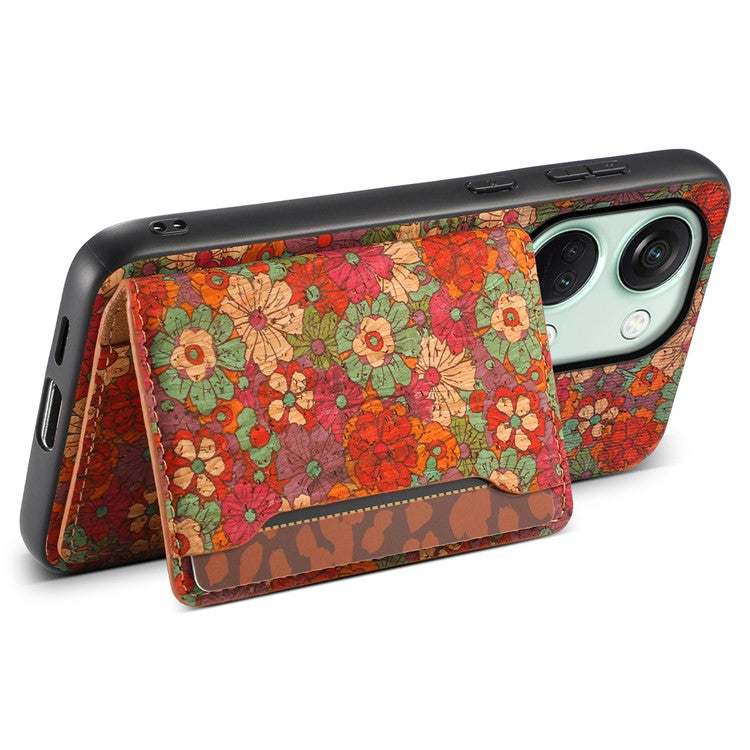 For OnePlus Ace 2V / Nord 3 5G Case Floral Pattern Card Slot Kickstand Hybrid Phone Cases - Summer / Red