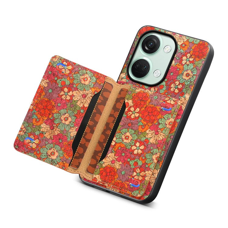 For OnePlus Ace 2V / Nord 3 5G Case Floral Pattern Card Slot Kickstand Hybrid Phone Cases - Summer / Red
