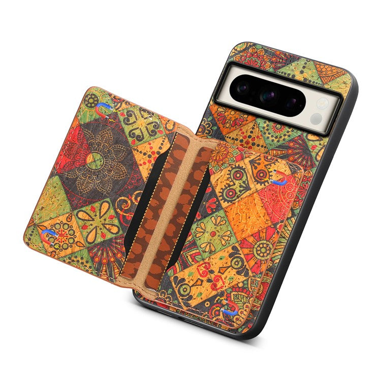 For Google Pixel 8 Pro Case Floral Pattern Card Slot Kickstand PU+TPU+PC Phone Shell - Autumn / Yellow