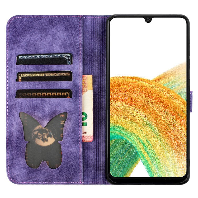 For Samsung Galaxy A25 5G (Global) (161.0 X 76.5 X 8.3mm) Case PU Leather Phone Wallet Cover - Purple