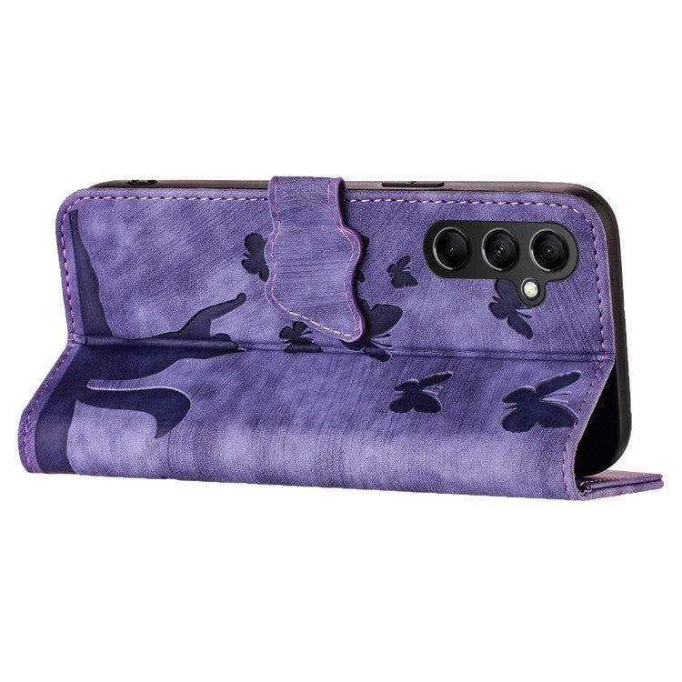 For Samsung Galaxy A25 5G (Global) (161.0 X 76.5 X 8.3mm) Case PU Leather Phone Wallet Cover - Purple
