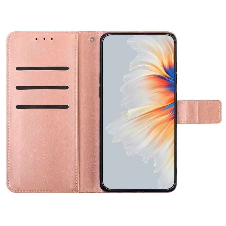 For iPhone 16 Pro Case PU Leather Stand Wallet Phone Cover Mandala Imprinted - Rose Gold