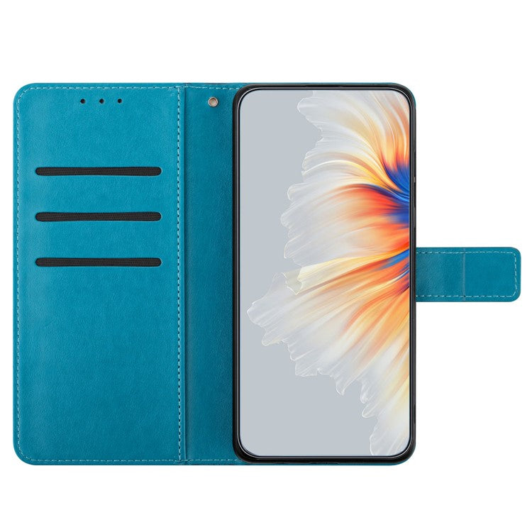 For Google Pixel 8a Case PU Leather Mandala Imprinted Phone Cover - Blue