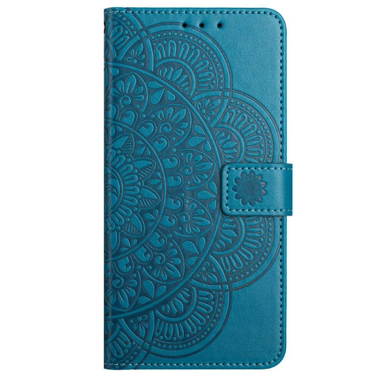 For Google Pixel 8a Case PU Leather Mandala Imprinted Phone Cover - Blue