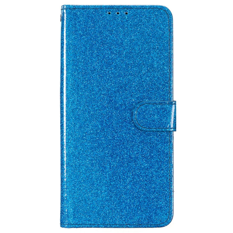 For Google Pixel 8a Case Shiny Leather Glitter Flip Stand Phone Cover - Blue