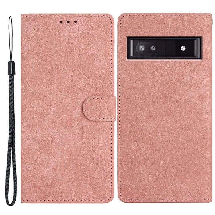 For Google Pixel 8a Case Skin-Touch PU Leather Card Holder Phone Cover - Rose Gold