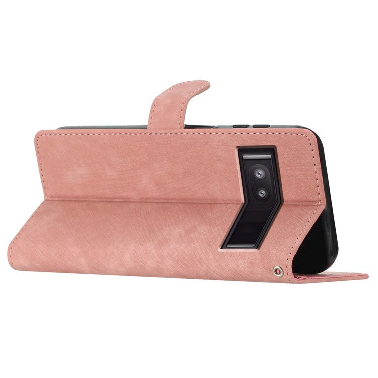 For Google Pixel 8a Case Skin-Touch PU Leather Card Holder Phone Cover - Rose Gold