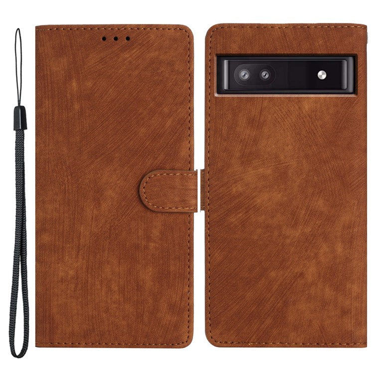 For Google Pixel 8a Case Skin-Touch PU Leather Card Holder Phone Cover - Brown