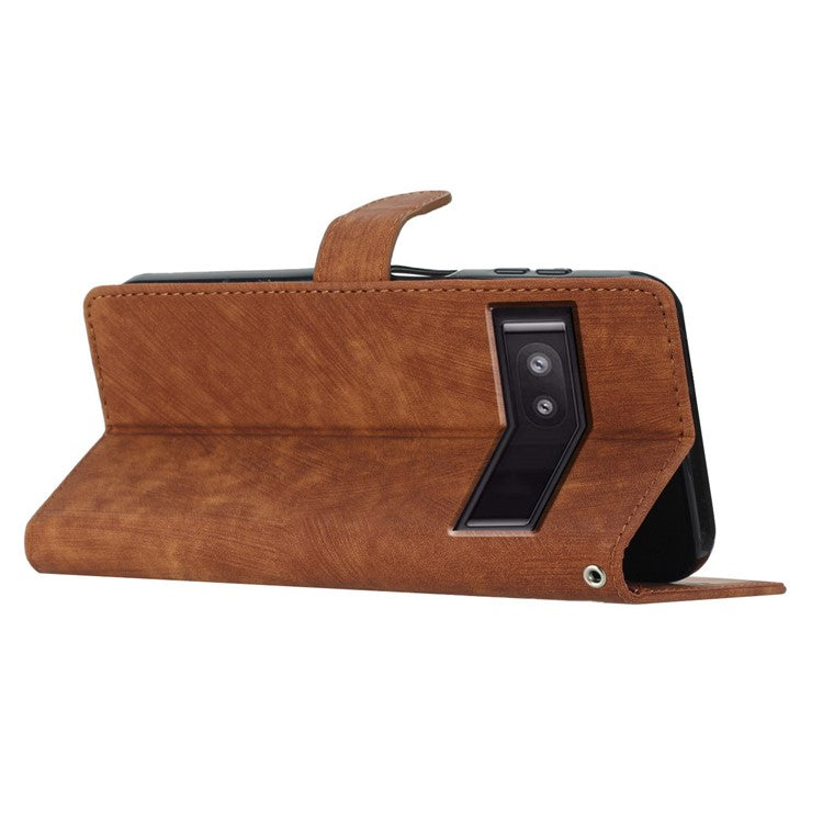 For Google Pixel 8a Case Skin-Touch PU Leather Card Holder Phone Cover - Brown