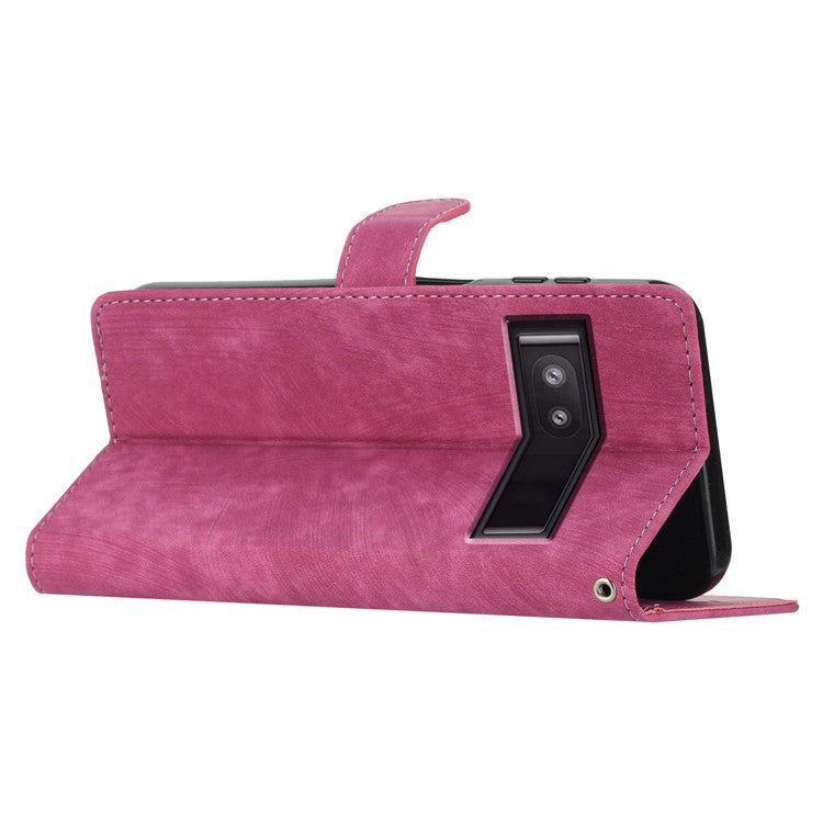 For Google Pixel 8a Case Skin-Touch PU Leather Card Holder Phone Cover - Rose