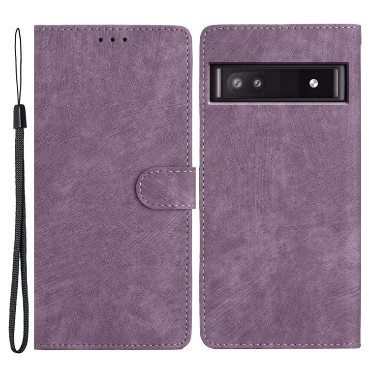 For Google Pixel 8a Case Skin-Touch PU Leather Card Holder Phone Cover - Purple