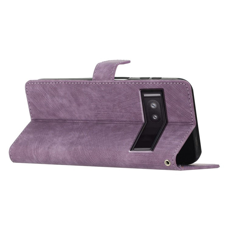 For Google Pixel 8a Case Skin-Touch PU Leather Card Holder Phone Cover - Purple