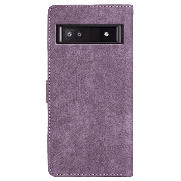 For Google Pixel 8a Case Skin-Touch PU Leather Card Holder Phone Cover - Purple
