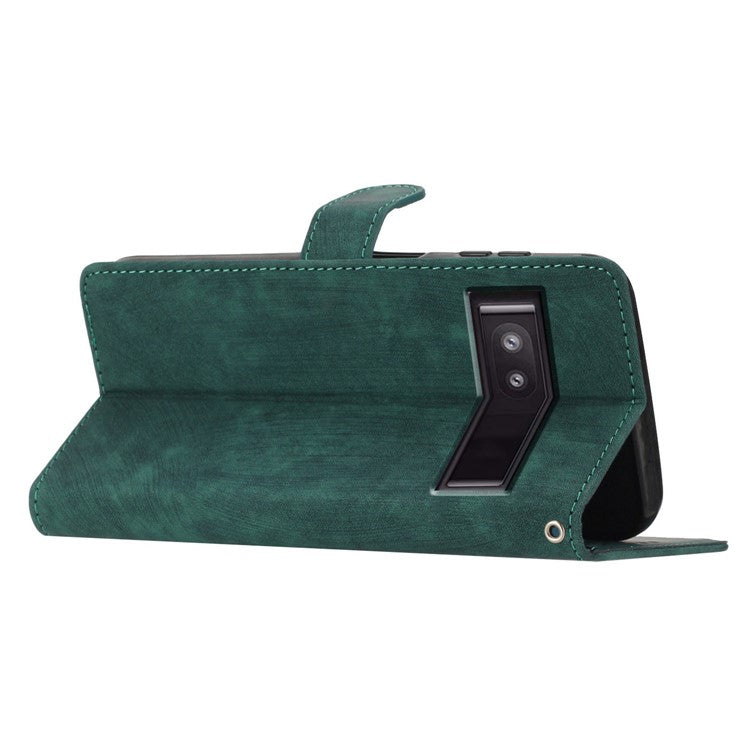 For Google Pixel 8a Case Skin-Touch PU Leather Card Holder Phone Cover - Green