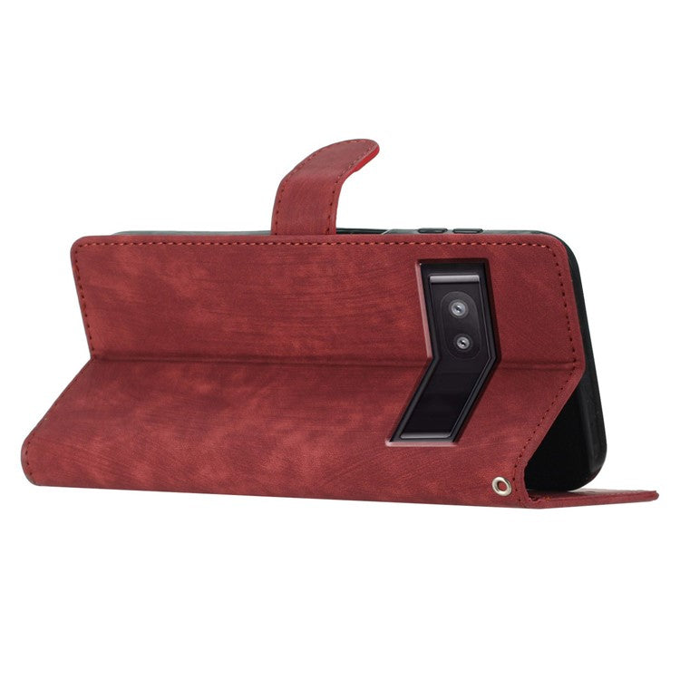 For Google Pixel 8a Case Skin-Touch PU Leather Card Holder Phone Cover - Red