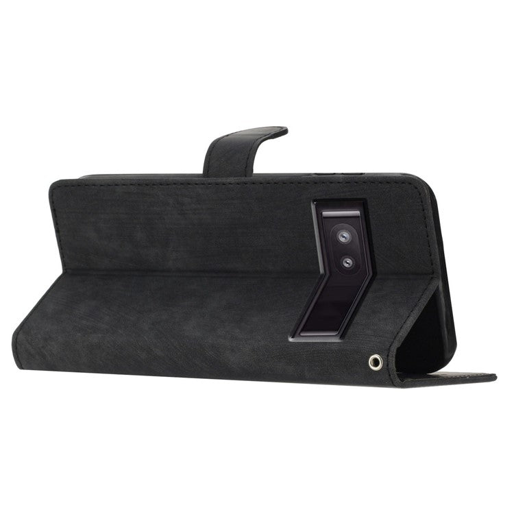 For Google Pixel 8a Case Skin-Touch PU Leather Card Holder Phone Cover - Black