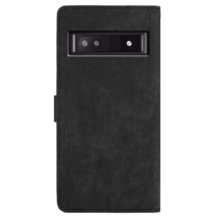 For Google Pixel 8a Case Skin-Touch PU Leather Card Holder Phone Cover - Black