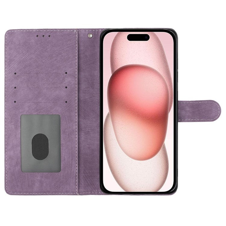 For iPhone 16 Case Card Holder Shockproof PU Leather Phone Cover - Purple