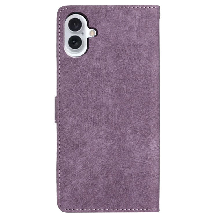 For iPhone 16 Case Card Holder Shockproof PU Leather Phone Cover - Purple