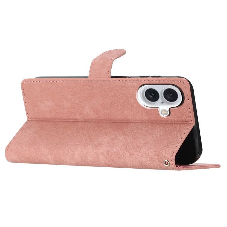 For iPhone 16 Case Card Holder Shockproof PU Leather Phone Cover - Rose Gold