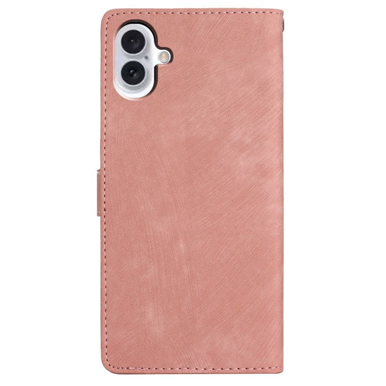 For iPhone 16 Case Card Holder Shockproof PU Leather Phone Cover - Rose Gold