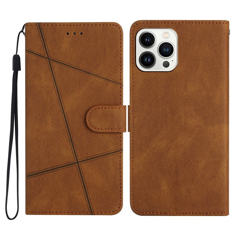 For iPhone 16 Pro Case Crazy Horse Texture PU Leather Wallet Stand Phone Cover - Brown